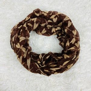 CHARMING CHARLIE brown & tan dragon fly infinity scarf